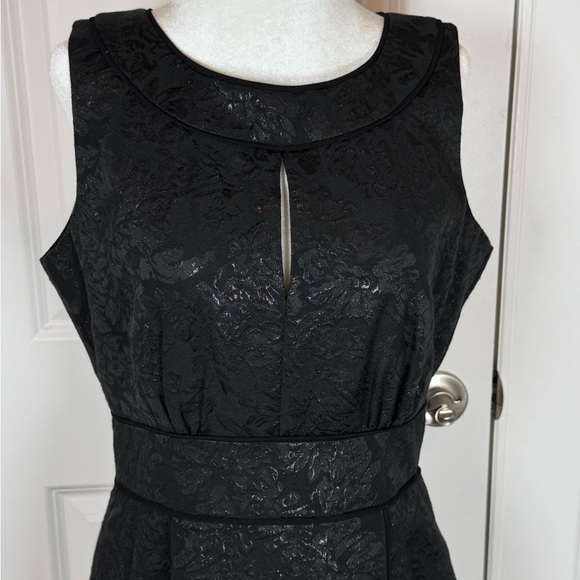 Metallic Jacquard Black Sheath Dress | Formal Wedding Guest | Size 12 - Picture 2 of 12
